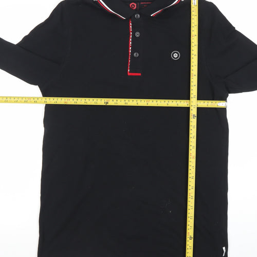 Jack & Jones Men’s Black Long Sleeve Polo Shirt Size M Cotton