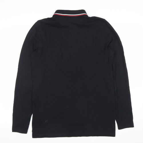 Jack & Jones Men’s Black Long Sleeve Polo Shirt Size M Cotton