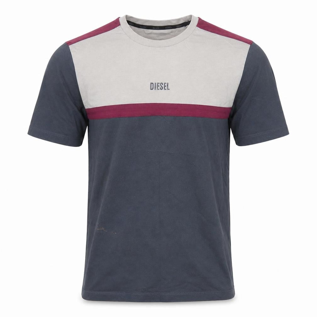 Front view of Diesel Men's Multicolour Cotton T-Shirt Medium Crew Neck Logo