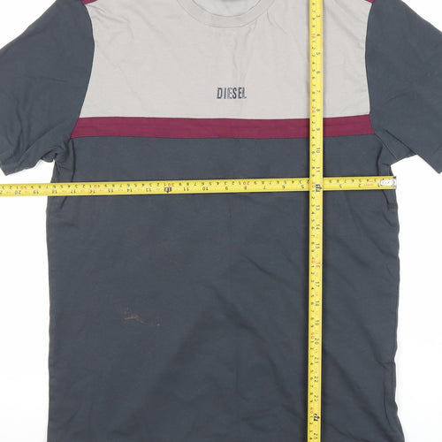 Diesel Men's Multicolour Cotton T-Shirt Medium Crew Neck Logo