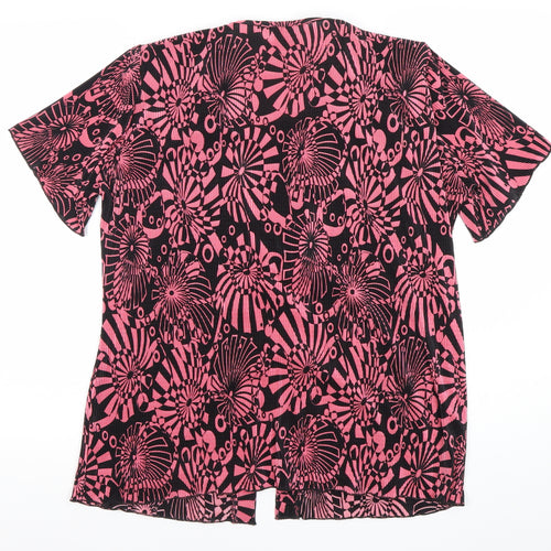 Bassini Womens Pink Black Geometric Tunic Blouse Size 16
