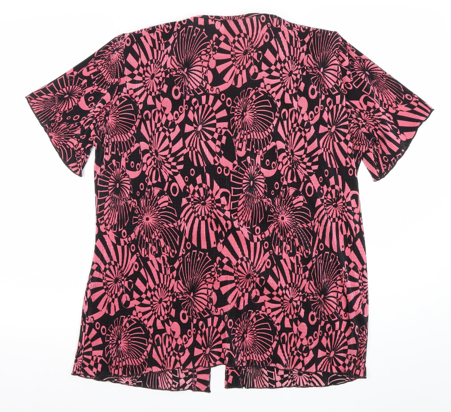 Bassini Womens Pink Black Geometric Tunic Blouse Size 16