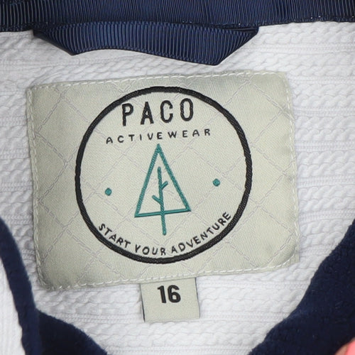 Paco Women’s White & Navy Full Zip Sweatshirt Size 16 Activewear