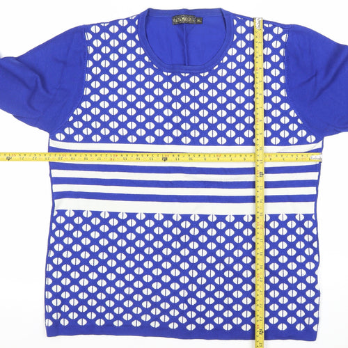 Paramour Womens Blue XL Pullover Jumper Geometric Knit Long Sleeve
