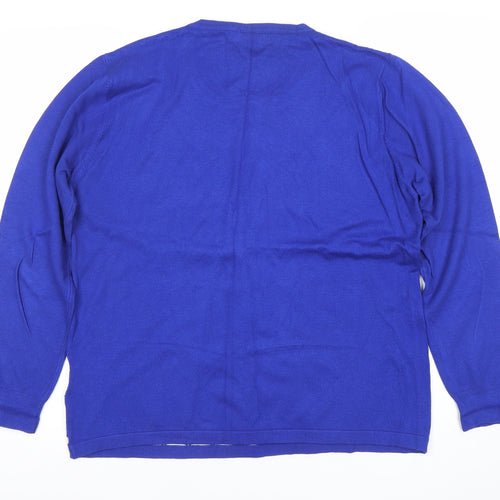 Paramour Womens Blue XL Pullover Jumper Geometric Knit Long Sleeve