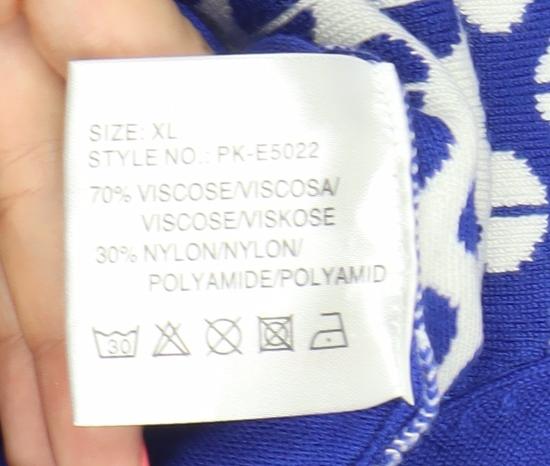 Paramour Womens Blue XL Pullover Jumper Geometric Knit Long Sleeve