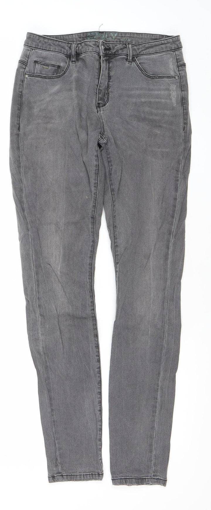 ONLY Women Grey Skinny Slim Jeans Size 12 Cotton Blend