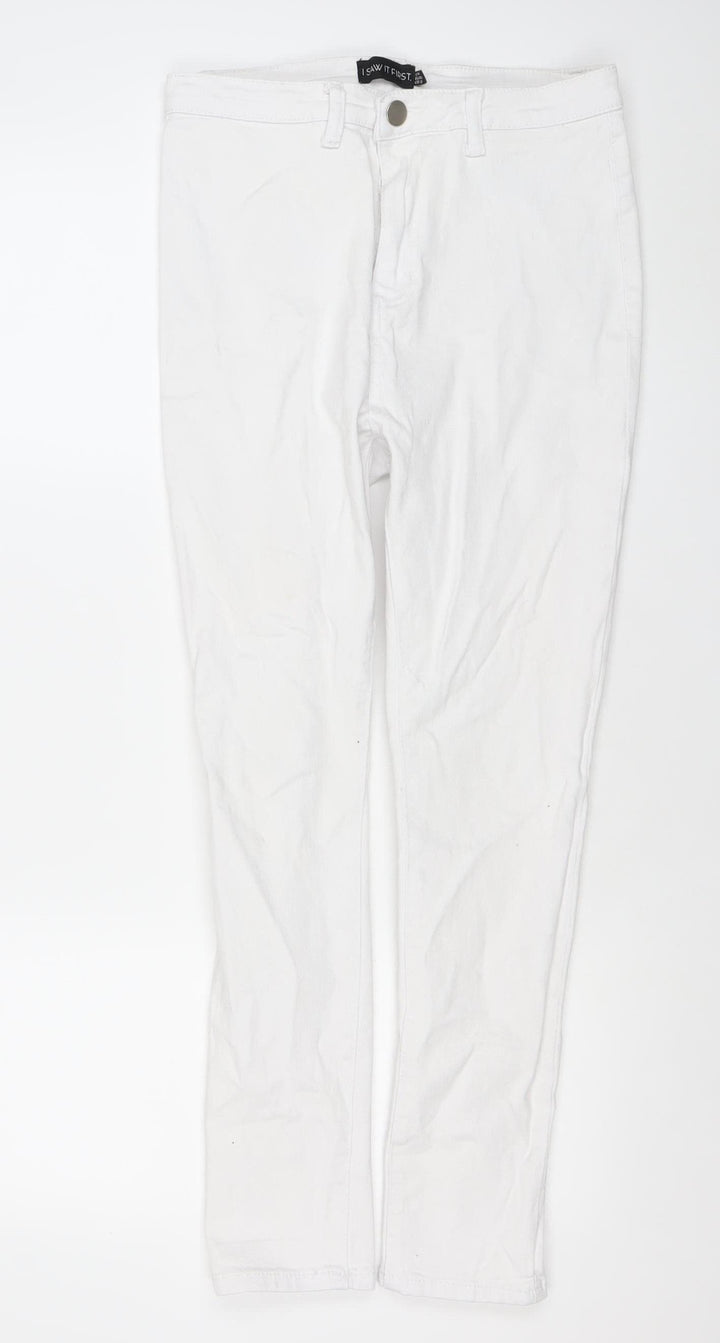 I Saw It First Womens White Skinny Jeans Size 12 Slim Fit Denim