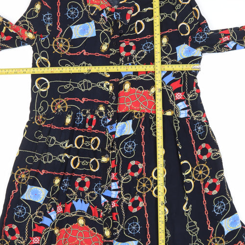 Stradivarius Women’s Multicoloured Nautical Shirt Dress Size 10