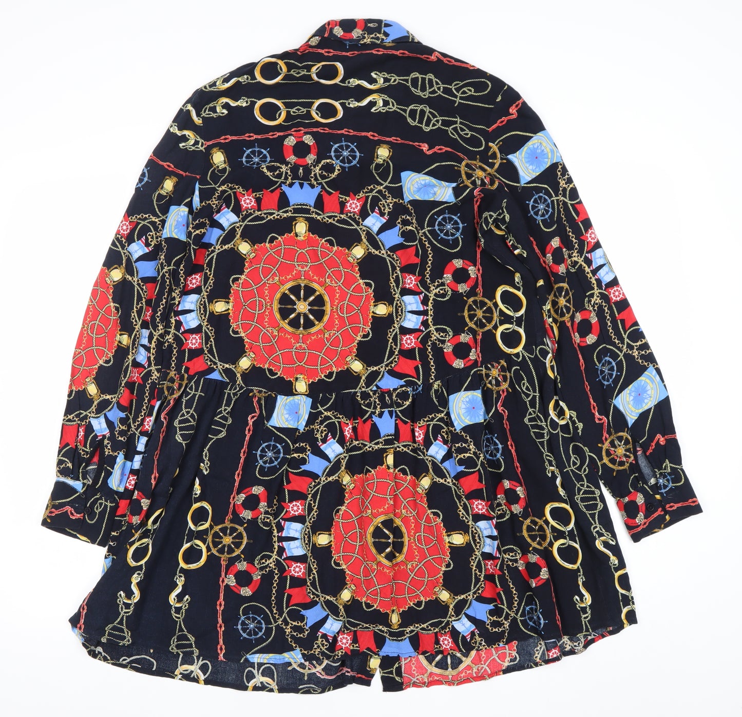 Stradivarius Women’s Multicoloured Nautical Shirt Dress Size 10