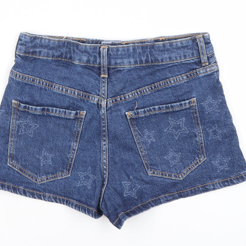 H&M Girls Blue Denim Star Print Cut-Off Shorts Age 11Y 146cm