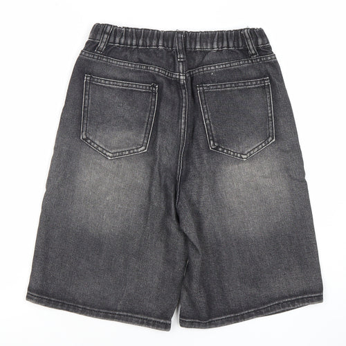 Shein Boys Grey Denim Spider Print Bermuda Shorts 11Y Elastic Waist