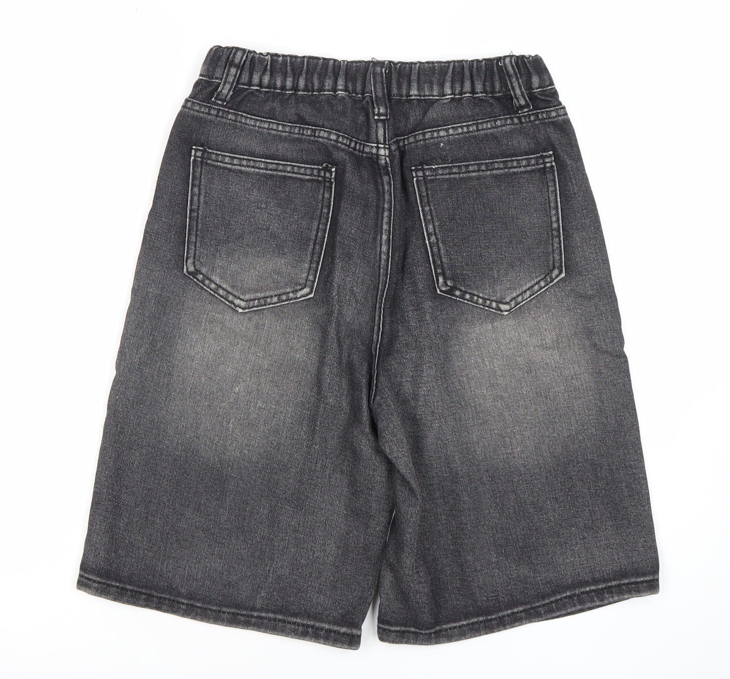 Shein Boys Grey Denim Spider Print Bermuda Shorts 11Y Elastic Waist