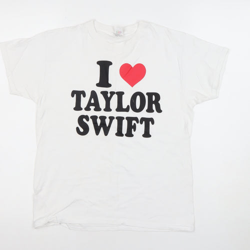 Fruit of the Loom Girls White Cotton Taylor Swift Graphic T-Shirt 10Y