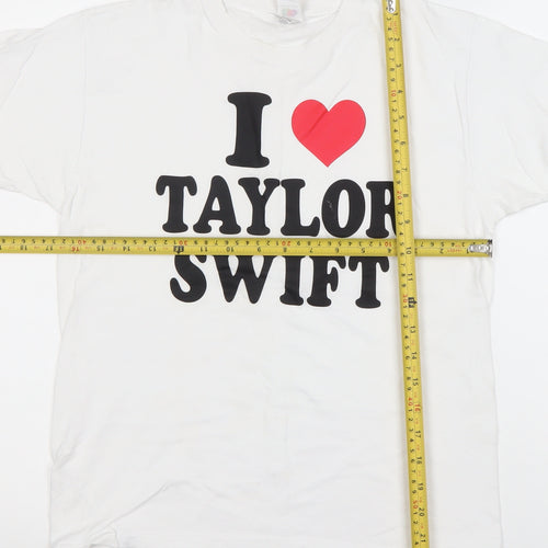 Fruit of the Loom Girls White Cotton Taylor Swift Graphic T-Shirt 10Y