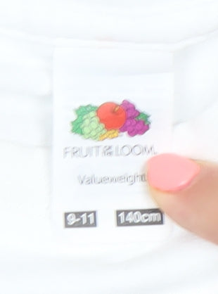 Fruit of the Loom Girls White Cotton Taylor Swift Graphic T-Shirt 10Y