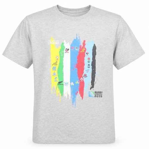 Men's Grey Rugby World Cup 2015 Graphic T-Shirt Size L Cotton
