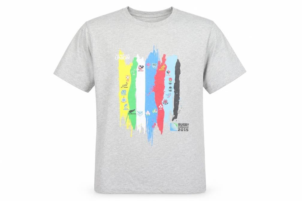 Men's Grey Rugby World Cup 2015 Graphic T-Shirt Size L Cotton