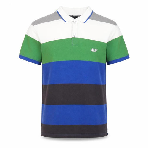 DSL Mens Polo Shirt XL Stripe Multi Colour Cotton Short Sleeve