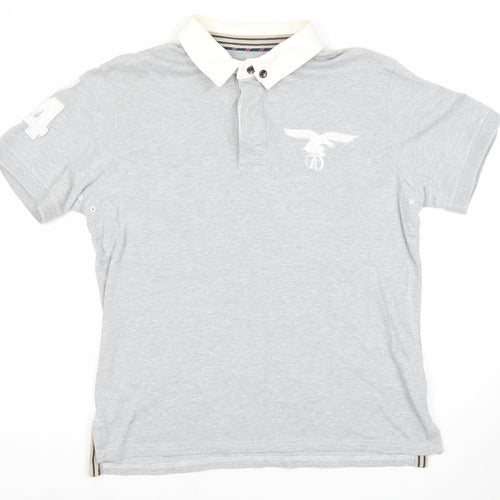 Le Breve Men’s Grey Polo Shirt L Short Sleeve 100% Cotton Casual