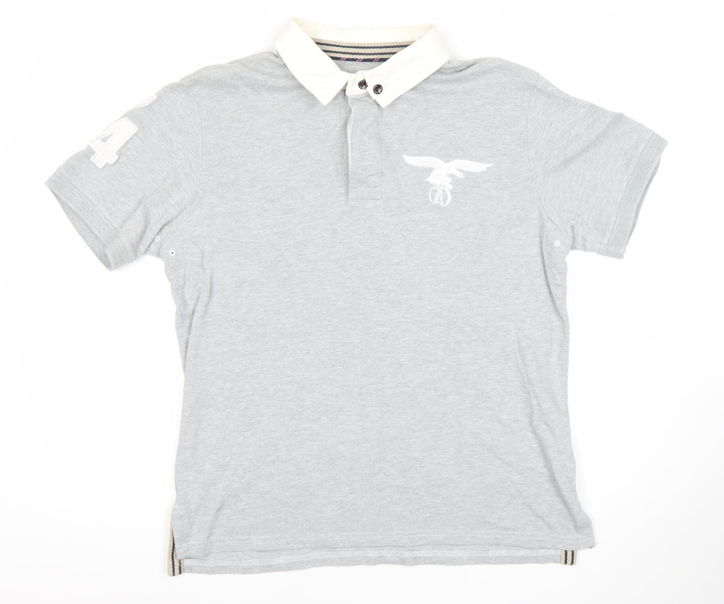 Le Breve Men’s Grey Polo Shirt L Short Sleeve 100% Cotton Casual