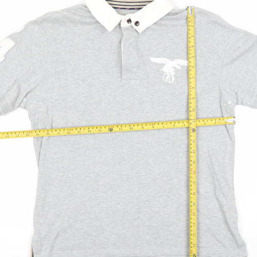 Le Breve Men’s Grey Polo Shirt L Short Sleeve 100% Cotton Casual