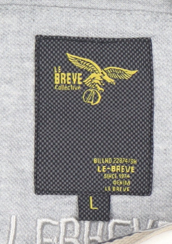 Le Breve Men’s Grey Polo Shirt L Short Sleeve 100% Cotton Casual