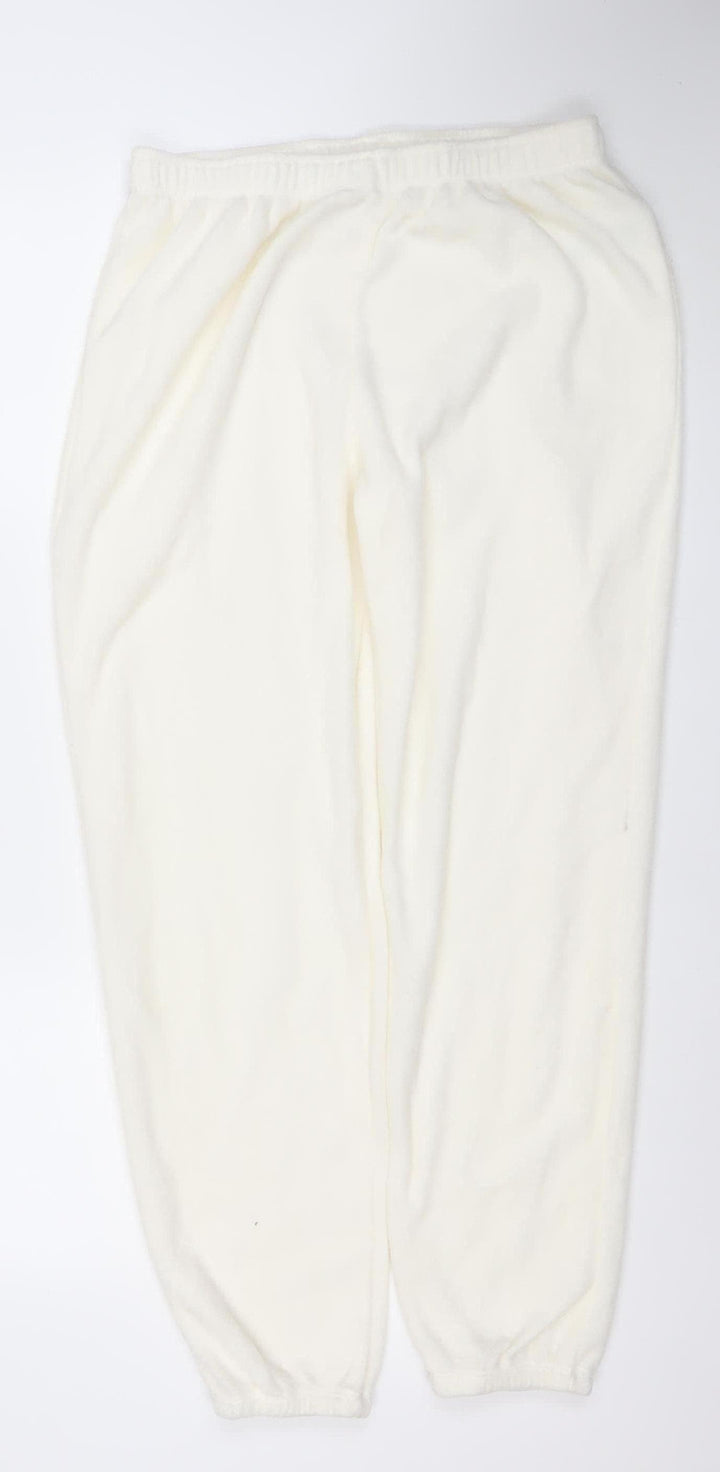 women'secret Women Ivory Fleece Sweatpants M Elastic Waist