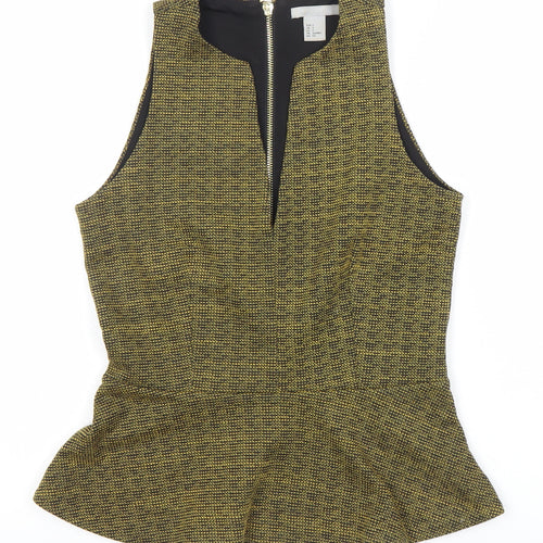 H&M Women’s Multicoloured Peplum Blouse Size S Sleeveless Zip
