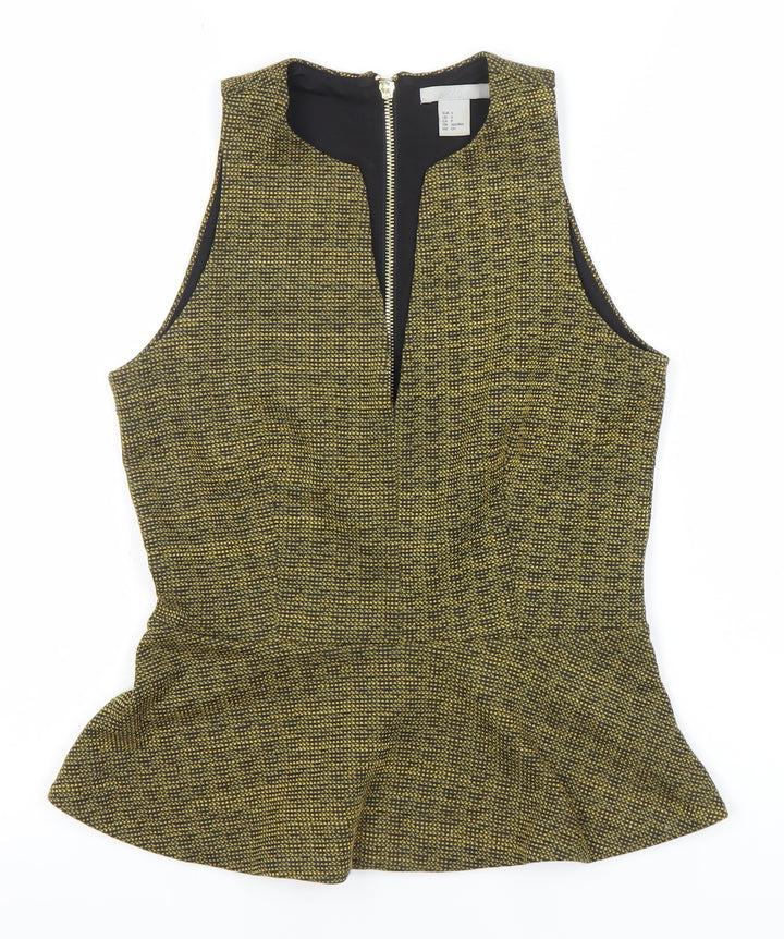 H&M Women’s Multicoloured Peplum Blouse Size S Sleeveless Zip