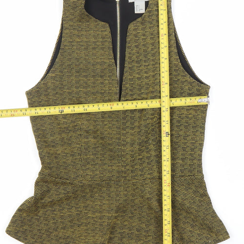 H&M Women’s Multicoloured Peplum Blouse Size S Sleeveless Zip