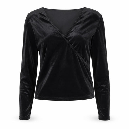 Diesel Womens Black Wrap Velvet Long Sleeve Blouse Size M