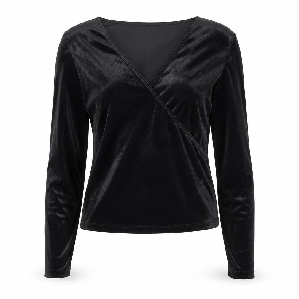 Diesel Womens Black Wrap Velvet Long Sleeve Blouse Size M
