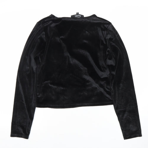 Diesel Womens Black Wrap Velvet Long Sleeve Blouse Size M