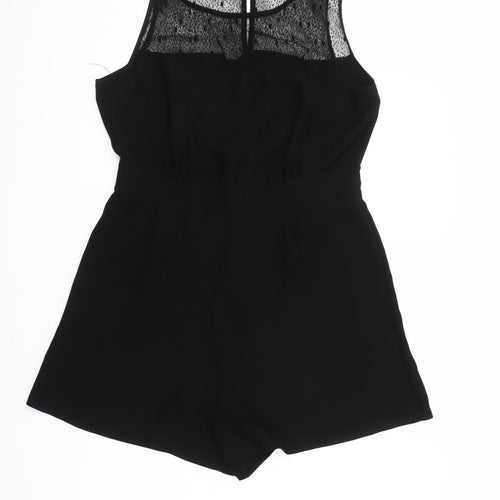Savida Women Black Lace Detail Sleeveless Playsuit Size 14