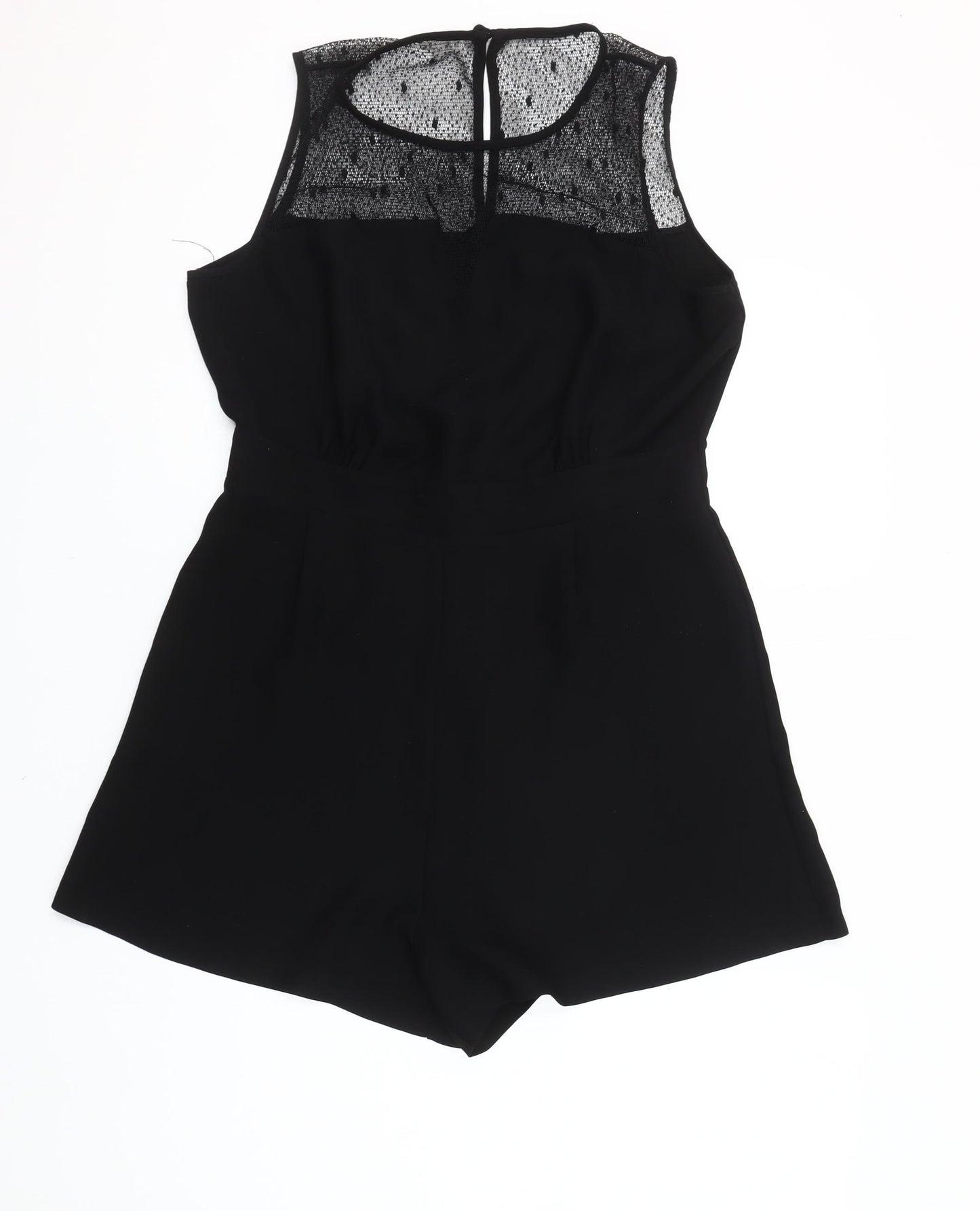 Savida Women Black Lace Detail Sleeveless Playsuit Size 14