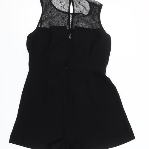 Savida Women Black Lace Detail Sleeveless Playsuit Size 14