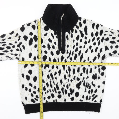 Rowen Avenue Womens Black White Animal Print XL Pullover Jumper