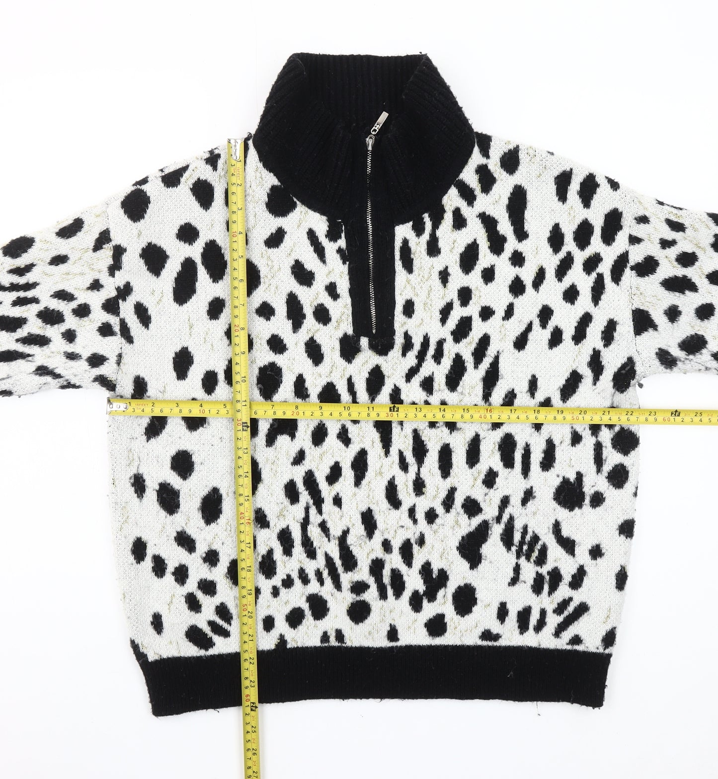 Rowen Avenue Womens Black White Animal Print XL Pullover Jumper