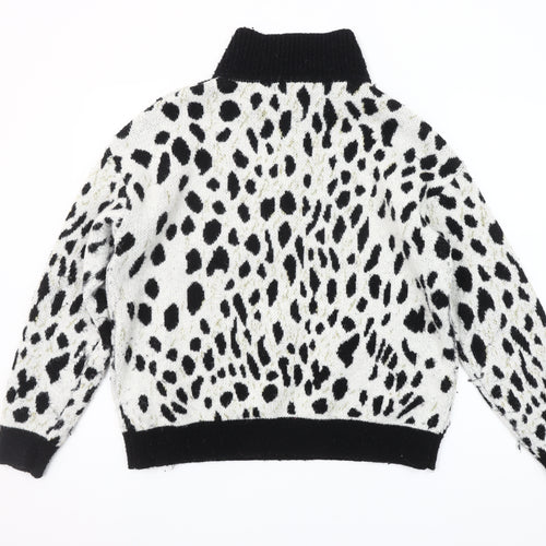 Rowen Avenue Womens Black White Animal Print XL Pullover Jumper