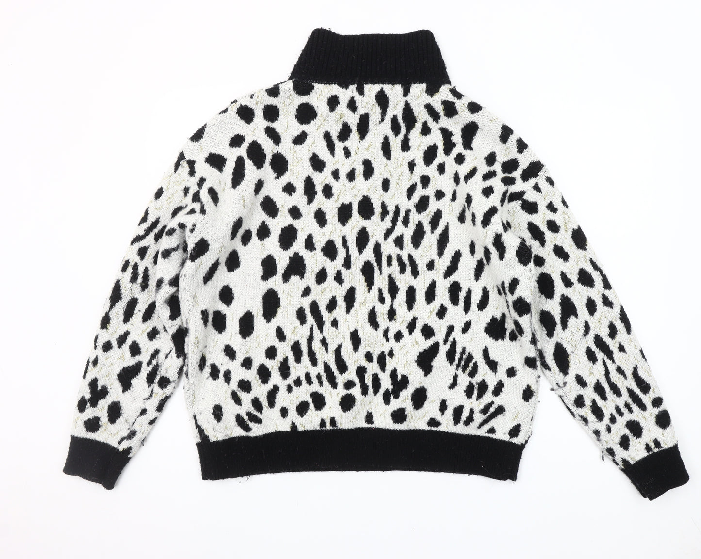 Rowen Avenue Womens Black White Animal Print XL Pullover Jumper