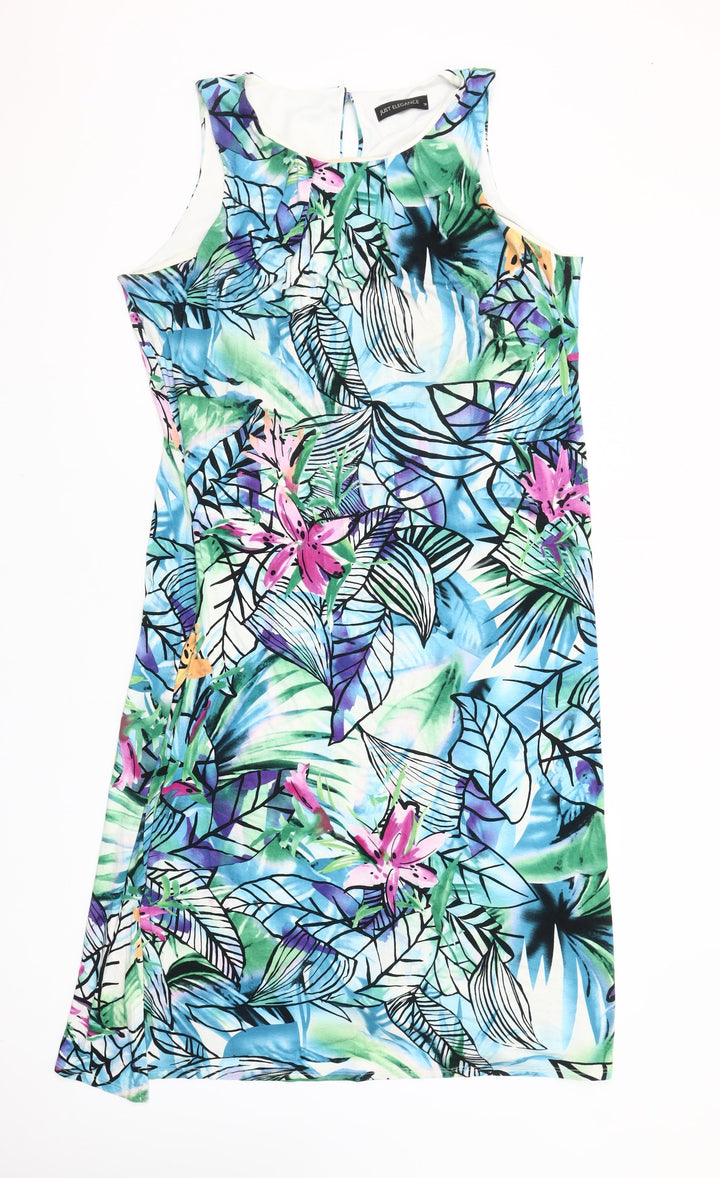Just Elegance Women’s Multicoloured Floral Shift Dress Size 18 Sleeveless Knee Length