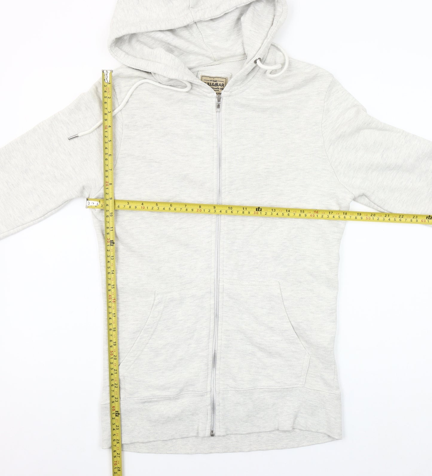 Pull & Bear Men’s Grey Full Zip Hoodie Size S Cotton Blend