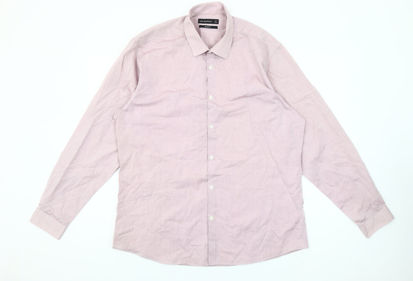 Cedar Wood State Men’s Pink Slim Fit Long Sleeve Button-Up Shirt Size 17