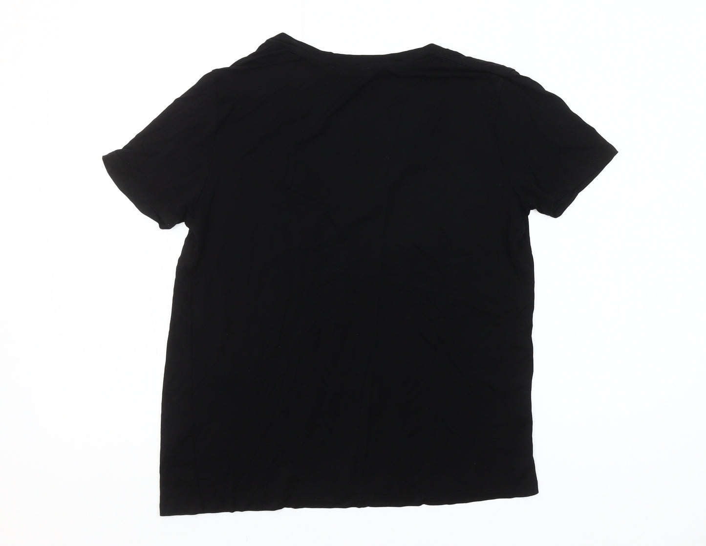 Zara Women Black Short Sleeve V-Neck Basic T-Shirt Size S