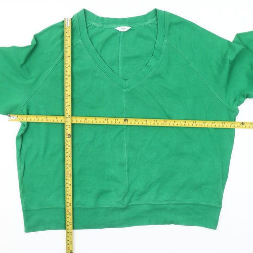Hush Women's Green V-Neck Relaxed Fit Cotton Long Sleeve T-Shirt Size S