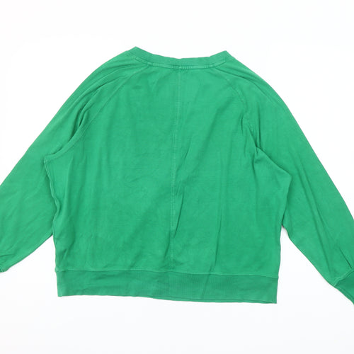 Hush Women's Green V-Neck Relaxed Fit Cotton Long Sleeve T-Shirt Size S