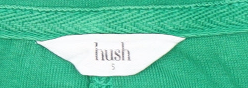 Hush Women's Green V-Neck Relaxed Fit Cotton Long Sleeve T-Shirt Size S