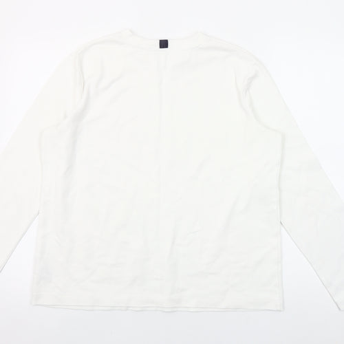 Next Women White Long Sleeve Crew Neck Basic T-Shirt UK 12
