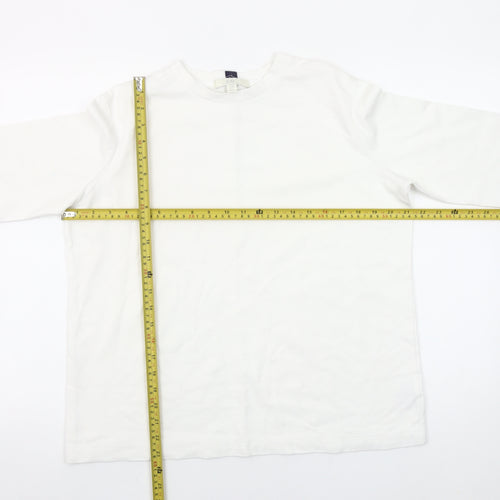 Next Women White Long Sleeve Crew Neck Basic T-Shirt UK 12